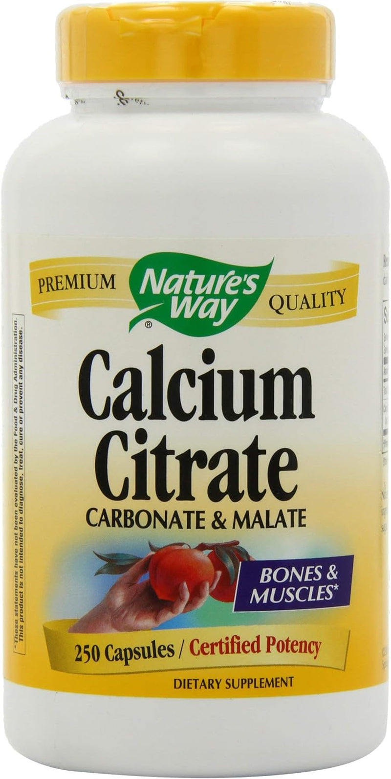 Nature'S Way Calcium Citrate - 500 Mg Calcium per 2-Capsule Serving - for Bone Health & Muscle Function* - Blend of Citrate, Carbonate & Malate - Gluten Free - 250 Capsules (2 Pack)
