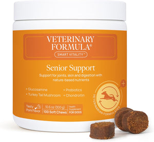 Veterinary Formula Smart Vitality Senior Support Supplement for Dogs - Soft Chews, 100Ct - Support Healthy Joints, Skin, Gut, and Immunity with Glucosamine Chondroitin for Dogs 