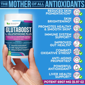 6970Mg Glutathione Powder for Skin Whitening Enhanced with Collagen & Vitamin C | Brightens Skin & Reduce Pigmentation | Anti-Aging Formula | Powerful Antioxidant | Supports Immune, Gut & Liver Health 