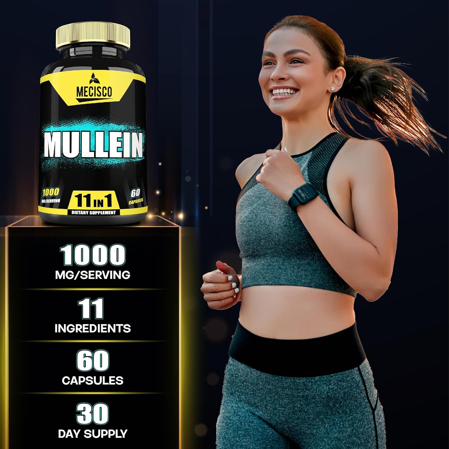 210 Capsules - 11In1 Mullein Leaf Capsules with Panax Ginseng Root, Cordyceps Sinensis & More - Support Respiratory Health, Immune System, Energy Production & Comfortable Mind 