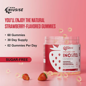 Inositol Gummies, Inositol Supplement with Myo-Inositol & D-Chiro Inositol + Vitamin D3, Ideal 40:1 Ratio, with Magnesium Glycinate 400Mg, Supports Regular Cycle for Women, Vegan, 60 Gummies