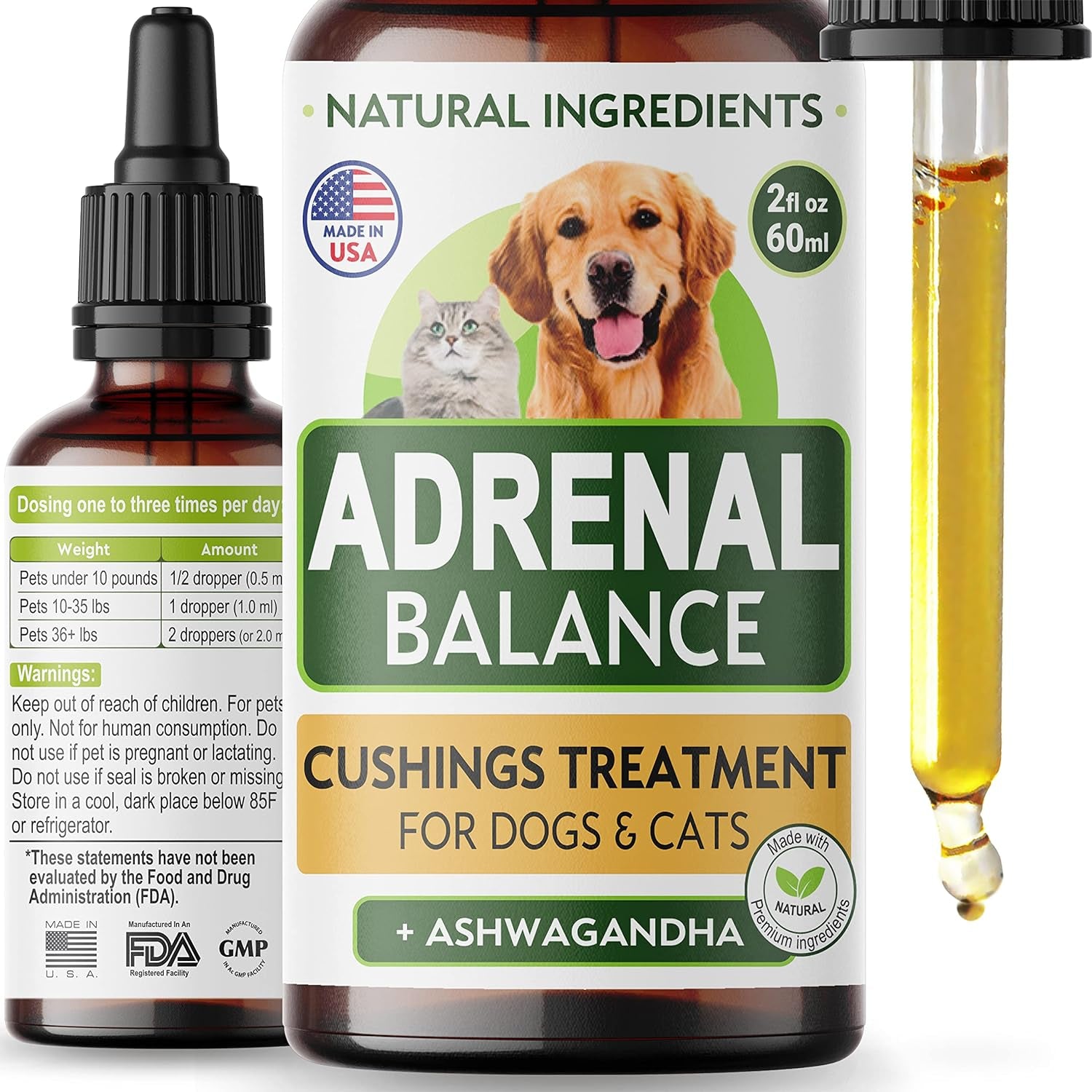 Аdrеnаl Balance for Dogs and Cats - Cushings Treatment for Pets, Аdrеnаl Support W/Ashwagandha, Licorice Root, Rhodiola Rosea – Best Cushings Treatment for Dogs - 2Oz Harmony Herbal Drops
