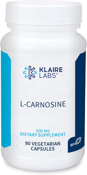 Klaire Labs L-Carnosine 500Mg - Hypoallergenic L-Carnosine Supplement - Antioxidant & Healthy Aging Support - Gluten-Free, Corn-Free, Soy-Free (90 Capsules) 