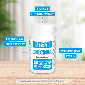 '- Carcinine 300Mg per Day (Patented) - Stable L-Carnosine Supplement | Non-Gmo & Gluten Free - 60 Vegetarian Capsules 