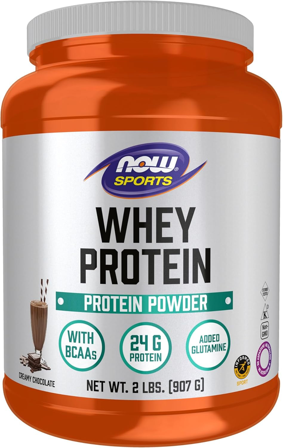 NOW Sports Nutrition, Whey Protein, 24 G with Bcaas, Creamy Chocolate Powder, 10-Pound