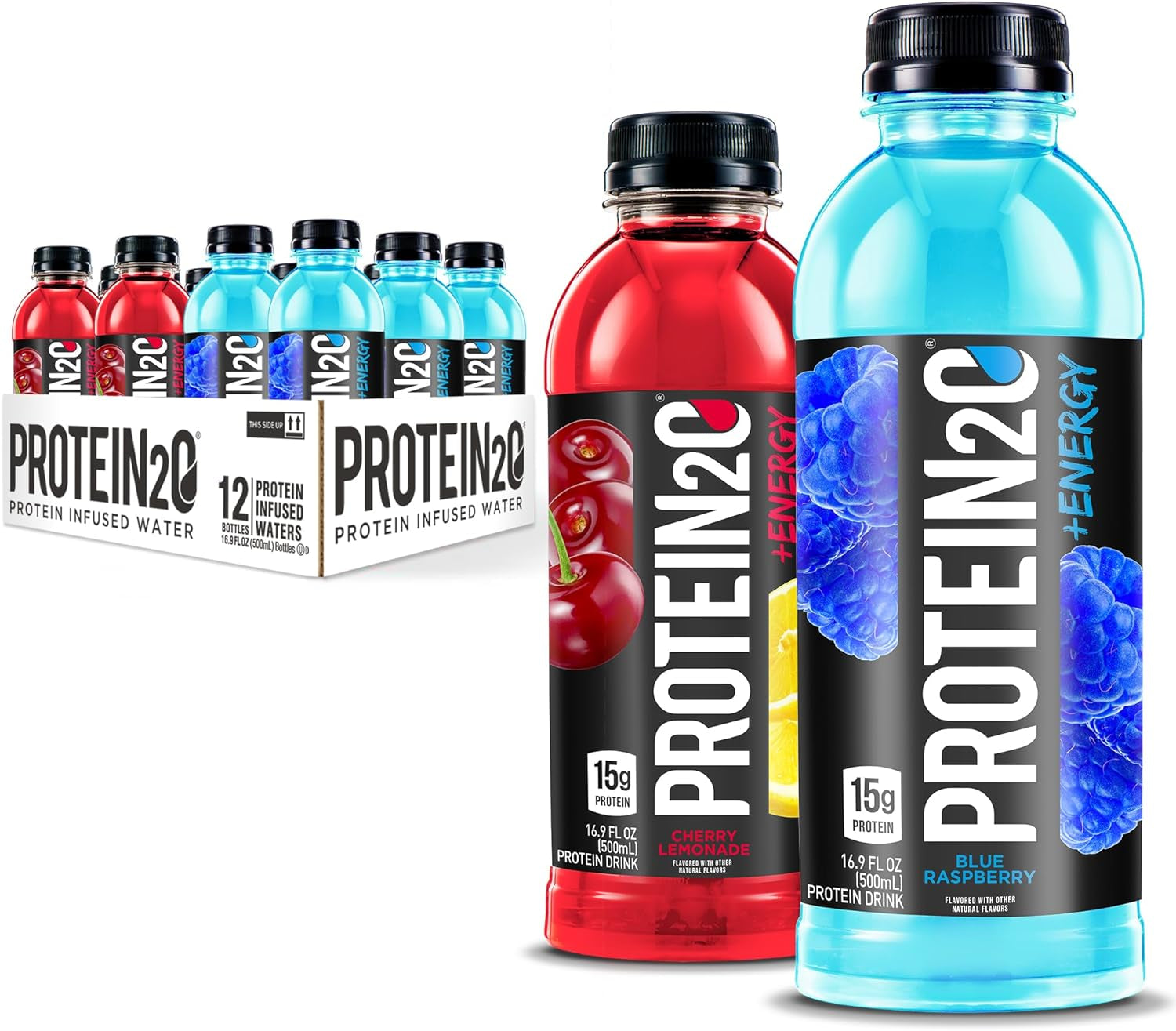 Protein2O 15G Whey Protein Infused Water plus Energy, Cherry Lemonade, 16.9 Oz Bottle (Pack of 12)