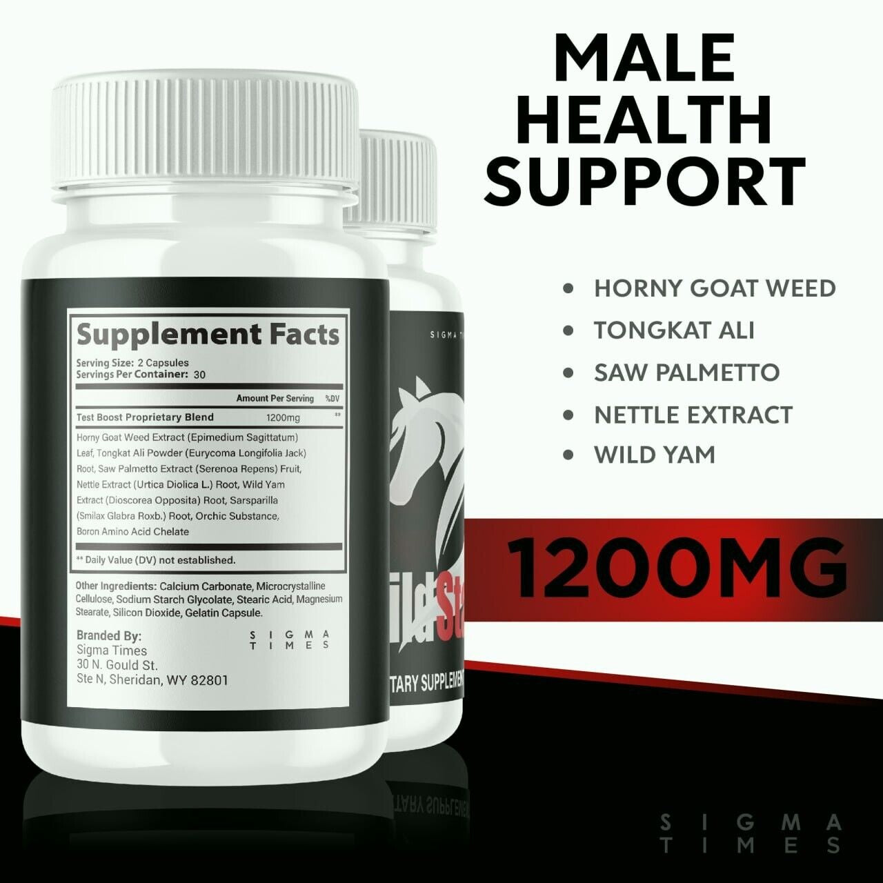 Wild Stallion Pro Performance Supplement for Men, Male Support Pills 60Ct 