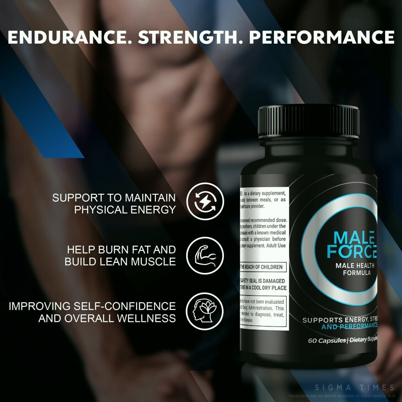 Male Force Pills for Men, Boosts T-Levels for Peak Performance 60Ct 