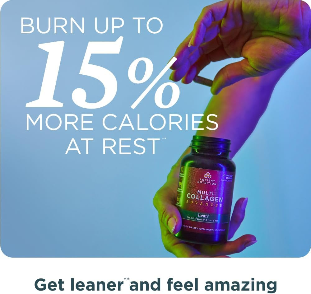 Advanced Collagen Protein Lean with Probiotics, Hydrolyzed Collagen Peptides Supports Healthy Weight Loss* and Fat Loss*, 90 Count 