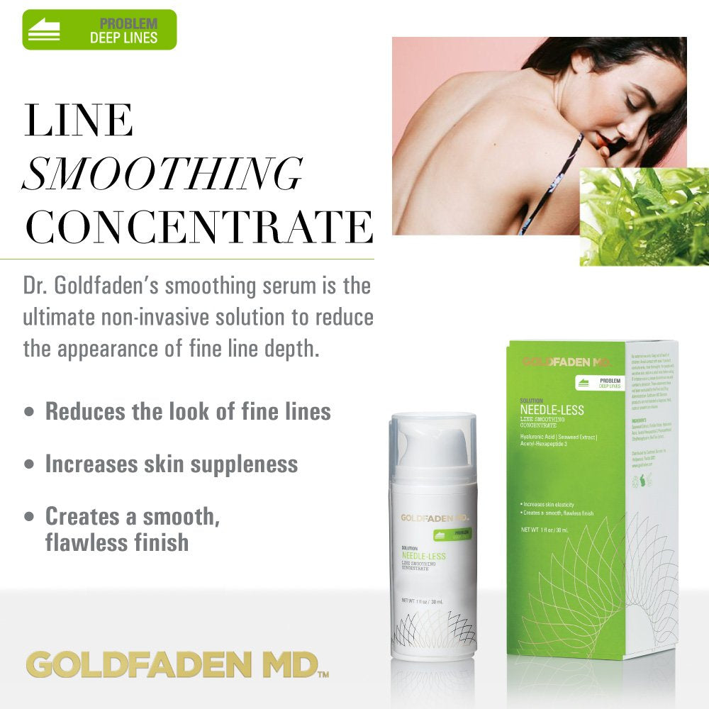 Goldfaden MD Needle-Less Line Smoothing Concentrate for Face & Neck | W/Seaweed Extract, Hyaluronic Acid, Hexapeptides, Organic Red Tea Extract 1 Ounce
