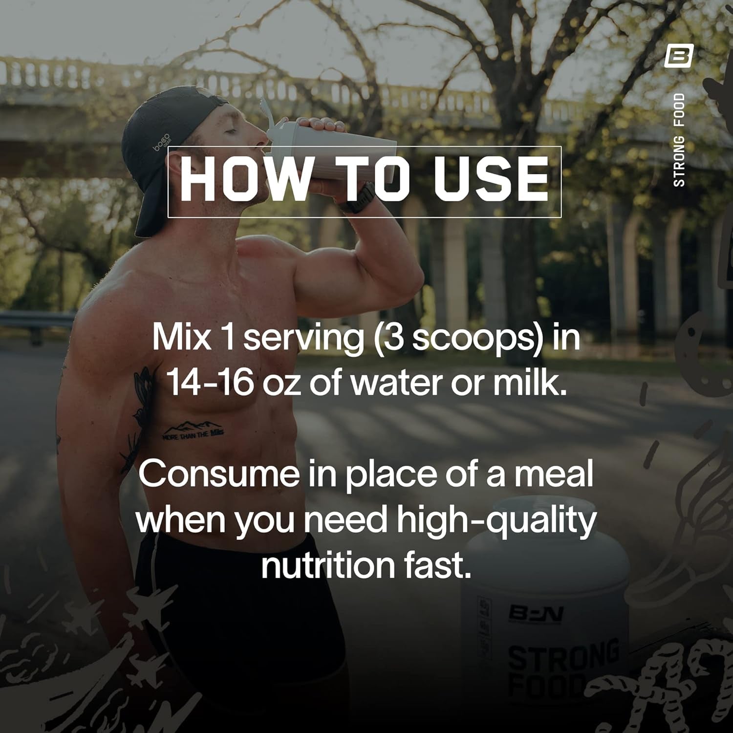 Bare Performance Nutrition, BPN Strong Food Complete Nutrition Meal Replacement, Cinnamon Roll