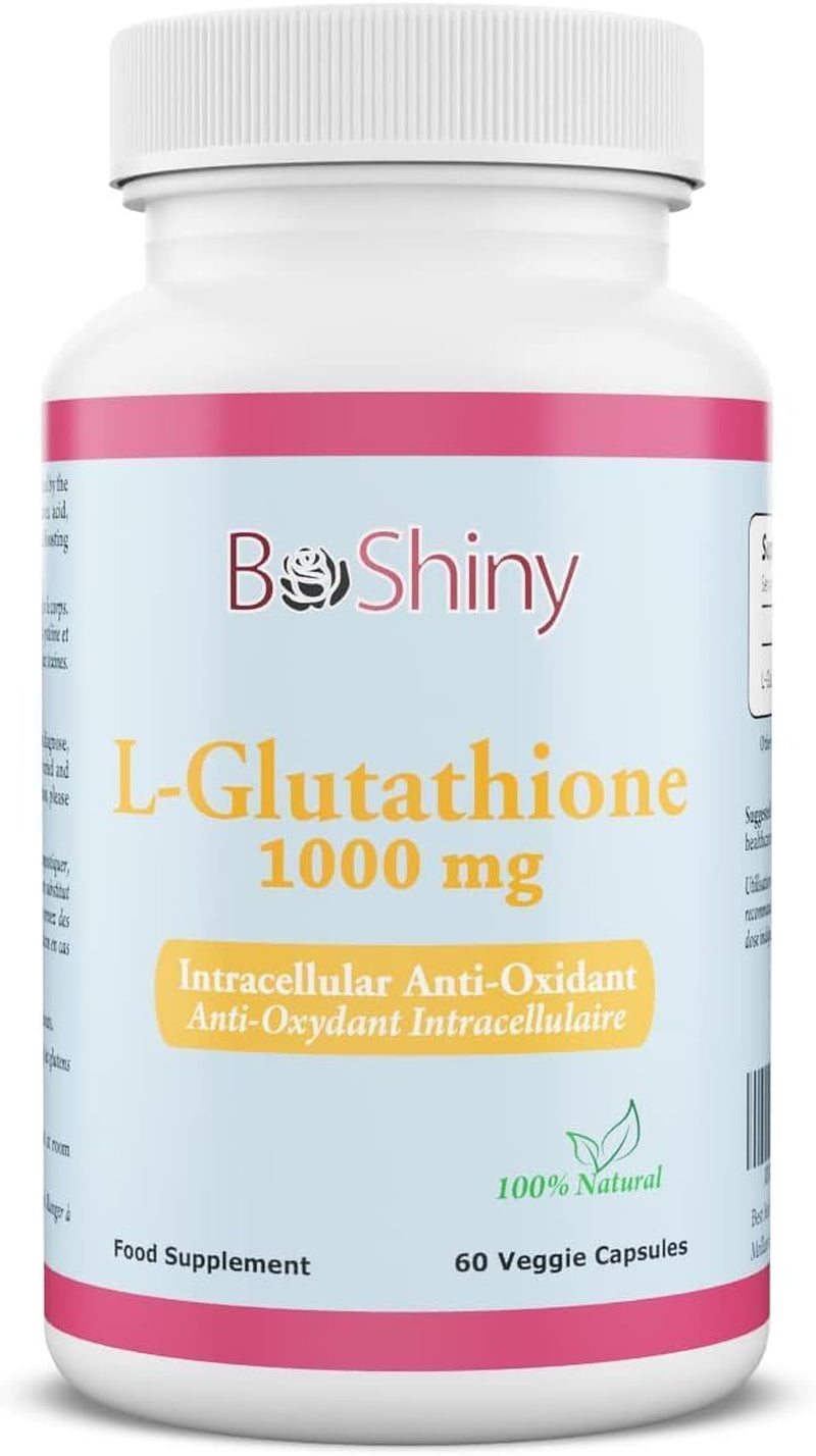 L Glutathione Skin Lightening Brightening Pills 1000 Mg Antioxidant anti Aging to Support Liver Health & Detox Help Immune & Brain Function Reduce Free Radical Damage Vegan 60 Capsules