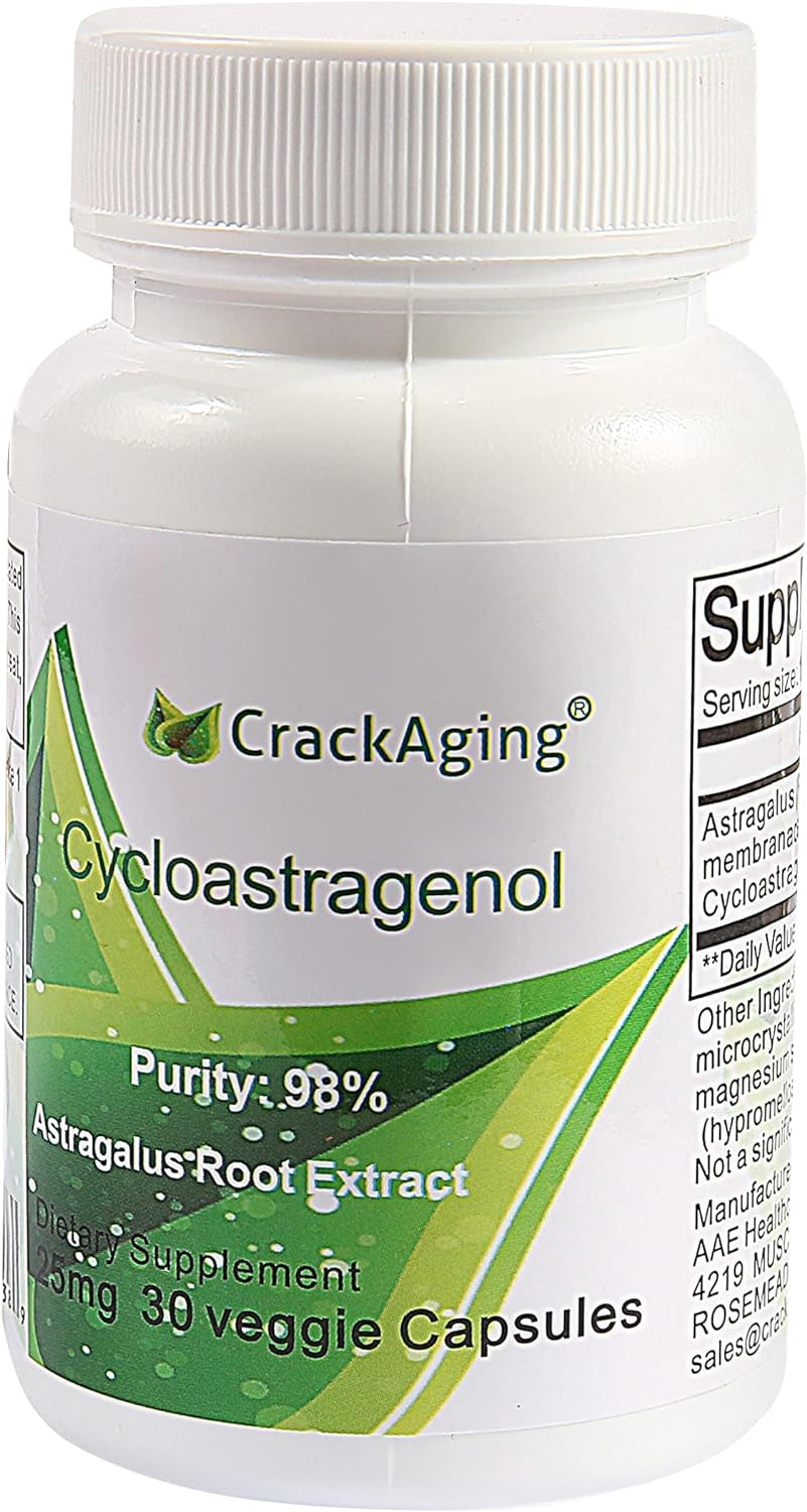 Super-Absorption Cycloastragenol 98% 25Mg 30Caps anti Aging DNA Cell Telomerase Strength Faction Longevity Classic Supplement