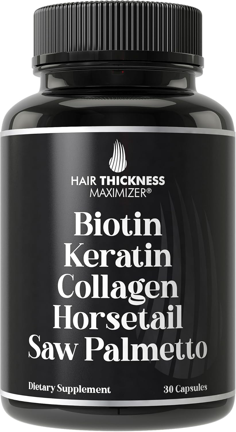 Biotin + Keratin + Collagen + Horsetail + Saw Palmetto. Advanced 5-In-1 Hair Growth Supplement for Women and Men. Hair Vitamins, DHT Blocker Pills. Capsules for Thinning Hair with Biotin 5000Mcg