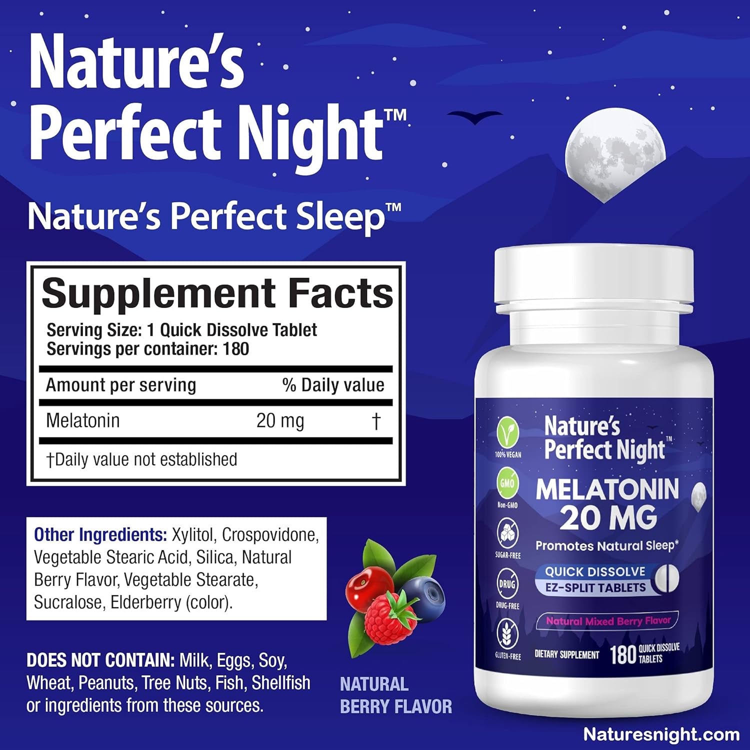 Nature'S Perfect Night Bundle | Melatonin 20Mg | Kids Melatonin 1Mg | Magnesium Glycinate | 180 Count | 100 Count | 180 Count | Sugar Free | Gluten Free | Non-Gmo | Vegan 
