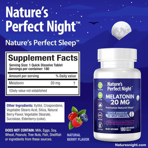 Nature'S Perfect Night Bundle | Melatonin 20Mg | Kids Melatonin 1Mg | Magnesium Glycinate | 180 Count | 100 Count | 180 Count | Sugar Free | Gluten Free | Non-Gmo | Vegan 