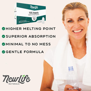 Newlife Naturals Hyaluronic Acid Vaginal Suppository for Dryness | Vaginal Dryness Support | Estrogen-Free Relief for Menopause | Hyaluronic Acid Suppositories for Women | Usa-Made 12 Vaginal Inserts
