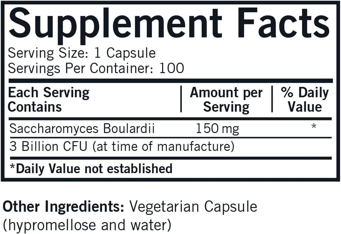 Kirkman Saccharomyces Boulardii - 3 Billion CFU - 100 Capsules by Kirkman Labs