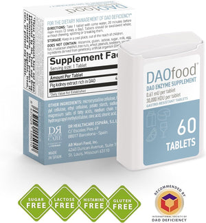 DR Healthcare Daofood - Dietary Management of DAO Deficiency - Dispenser 60 Mini Gastro-Resistant Tablets - DAO Enzyme