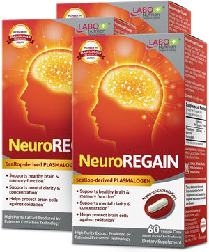 LABO Nutrition Neuroregain - Scallop-Derived PLASMALOGEN for Brain Deterioration, Memory, Alertness, Learning, Concentration and Other Cognitive Functions – Suitable for Seniors, Adult Men & Women X3