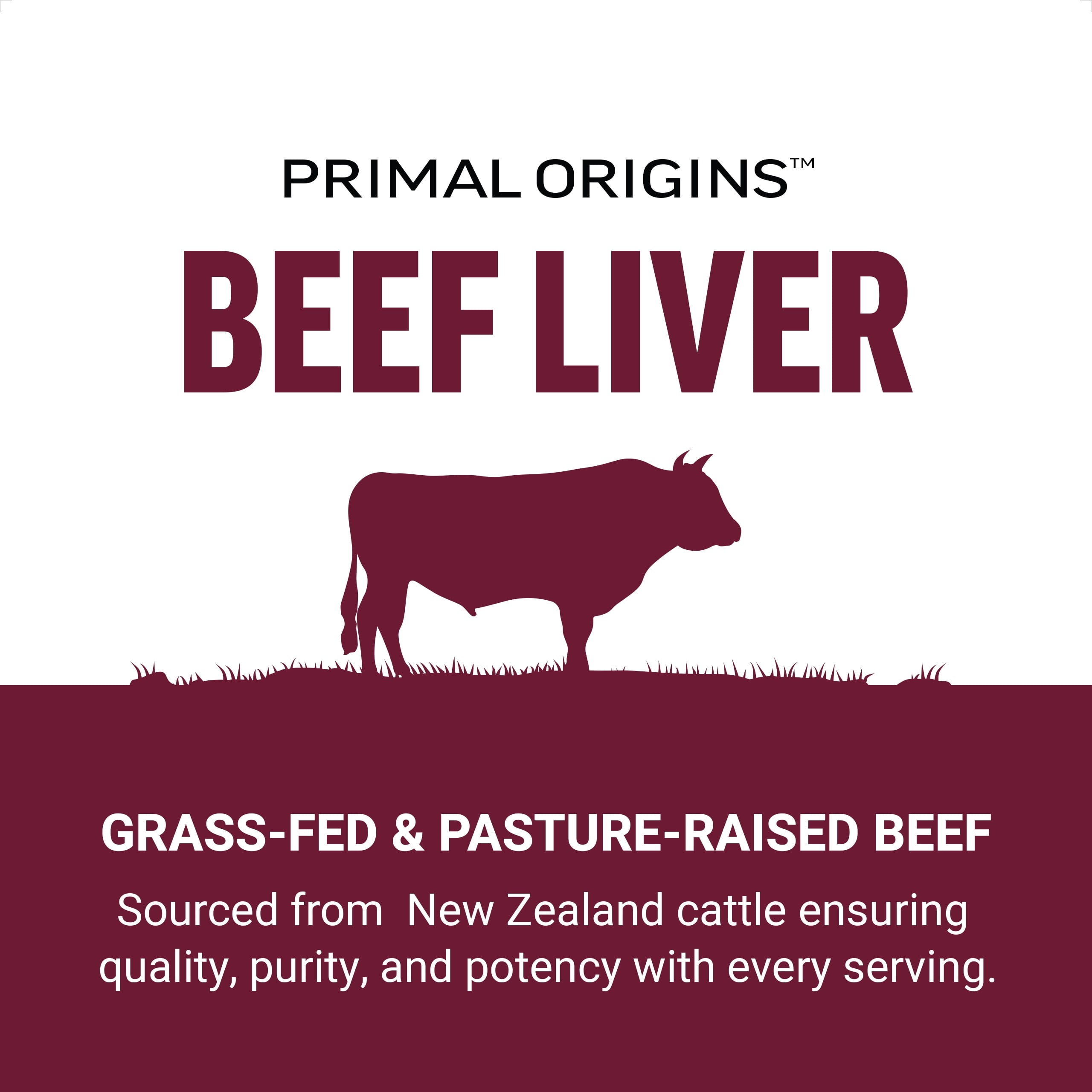 Primal Origins Beef Liver Capsules Made with Grass Fed Beef, Beef Organ Supplement, 120 Capsules