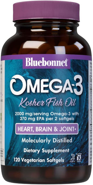 Nutrition Omega-3 Kosher Fish Oil, Natural Triglyceride Form, Gluten-Free, Dairy-Free, Kosher Certified, Non-Gmo, 3Rd Party Tested, Molecularly Distilled, 120 Vegetarian Softgel, 60 Serving