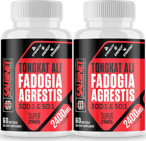 2400Mg Fadogia Agrestis Tongkat Ali Supplements - Third Party Tested - 1400Mg Fadogia Agrestis & 1000Mg Tongkat Ali, Maximum Strength, Muscle Mass & Athletic Performance, 2 Packs