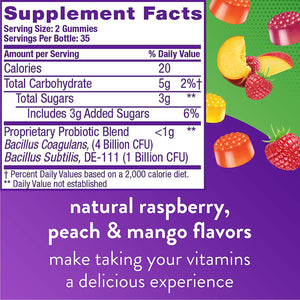 Vitafusion Probiotic Gummy Supplements, Raspberry, Peach and Mango Flavors & Vitamin D3 Gummy Vitamins for Bone and Immune System Support 