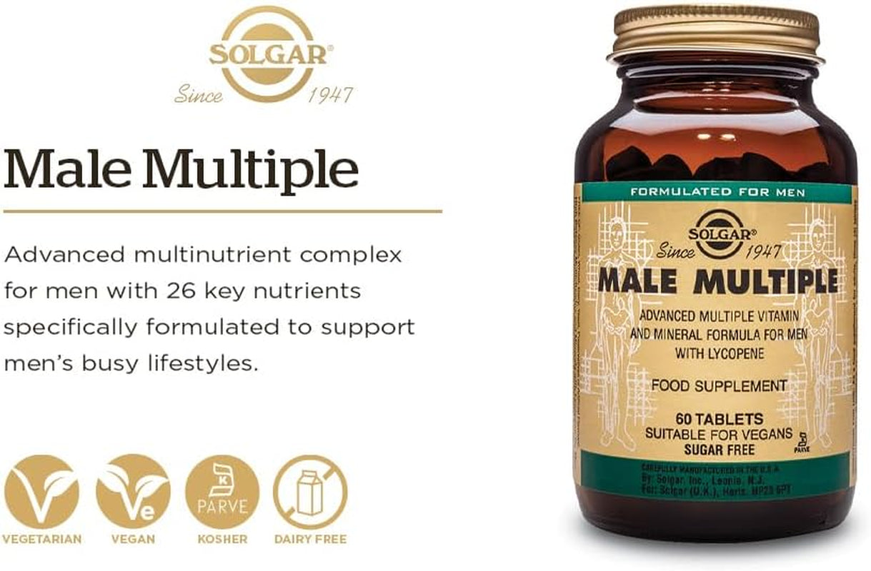 Solgar Male Multiple - 120 Tablets - Multivitamin, Mineral & Herbal Formula for Men - Vegan, Gluten Free & Dairy Free - 40 Servings 