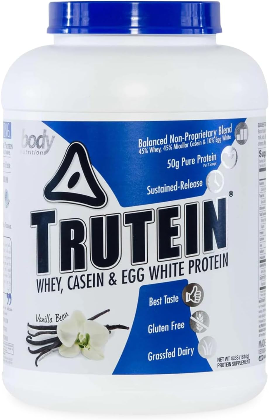 Body Nutrition Trutein High Protein Powder: 45% Whey, 45% Casein, 10% Egg White, Gluten-Free, Low Sodium, Grass Fed Whey Protein Powder, Gym Supplement & Breakfast Shake, Red Velvet Cake, 34G Sample