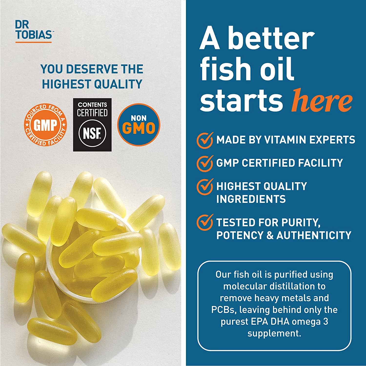 Dr. Tobias Omega 3 Fish Oil and Adult Multivitamin Includes Probiotics and Plant-Based Enzymes Promoting Overall Health - Made with Wholefoods