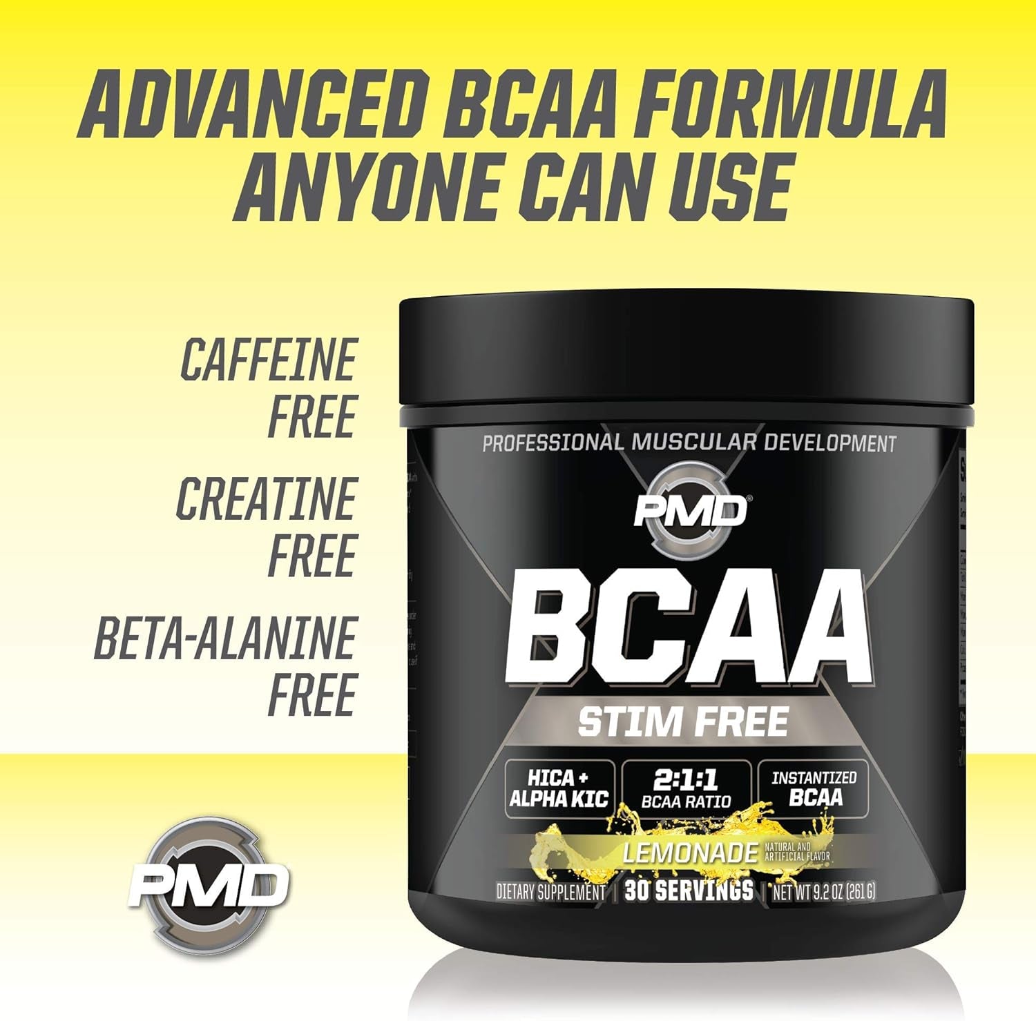 PMD Sports BCAA Stim-Free Amino Acids - Better Workout Performance, Enhanced Recovery, Daily Energy, Muscle Builder, and Muscle Sparing - BCAA Powder Drink Mix - Watermelon (30 Servings)