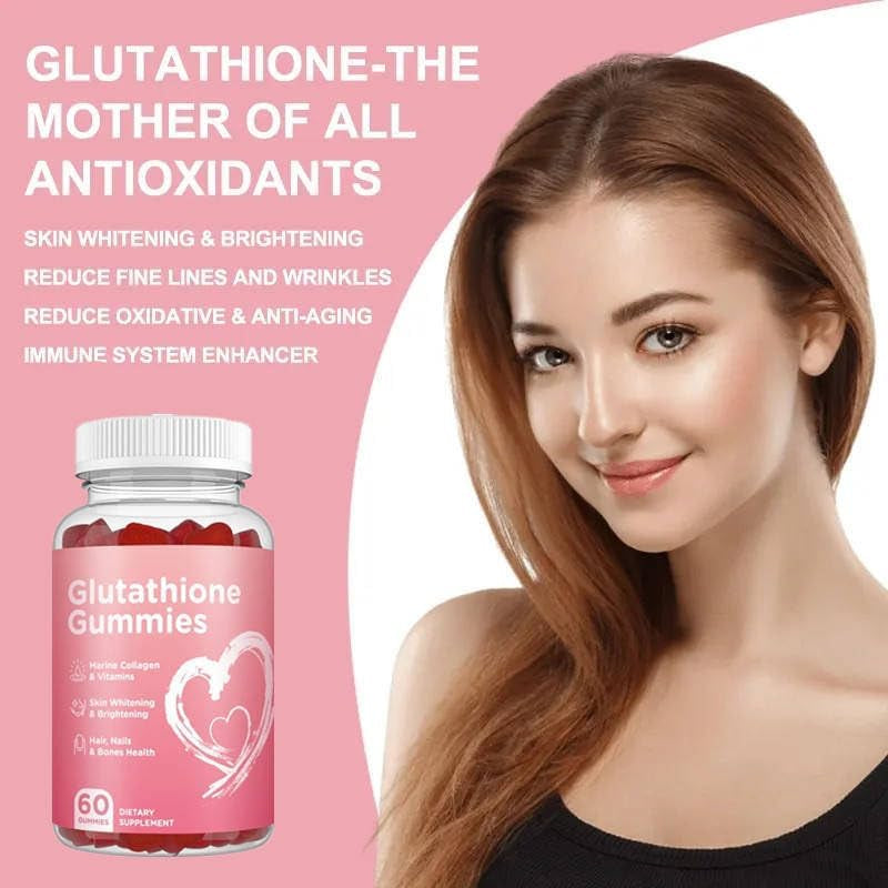 Glutathione Glow Gummies 1,000Mg per Serving | Vitamin C 100Mg Marine Collagen for Women | Colageno for Women Glow Beauty Collagen Folic Acid | 2 Months Supply Vegan Non GMO 60 Capsules 2 Pack, Red