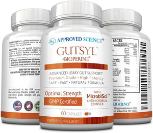 Approved Science® Gutsyl- Leaky Gut Supplement- Protect GI Tract with Aloe Vera, Marshmallow Root, Licorice, and Slippery Elm- Contains Prebiotic and Bioperine- 6 Month Supply- 100% Vegan