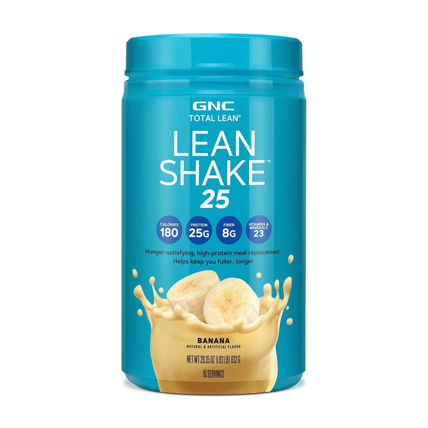 GNC Total Lean | Lean Shake 25 Protein Powder | High-Protein Meal Replacement Shake | Banana | 16 Servings