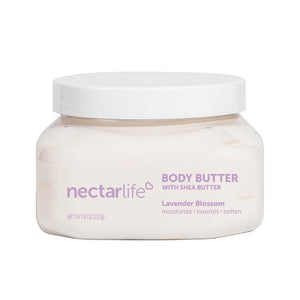 Nectar Bath Treats Shea Body Butter, Lavender Body Cream for Moisturizing Dry Skin, Vegan Skin Cream for Women, 8 Oz. (Lavender)