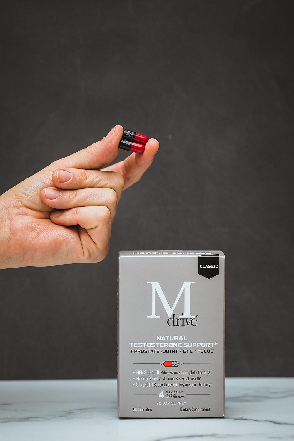 Mdrive Classic Testosterone Booster for Men, Support Healthy Prostate, Eyes, Joint, Energy, Stress Relief, KSM-66 Ashwagandha, Beta-Sitosterols, 60Ct.