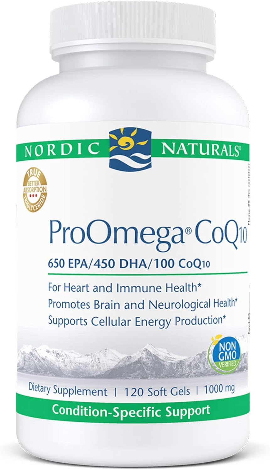 Nordic Naturals Proomega Coq10 - Fish Oil, 650 Mg EPA, 450 Mg DHA, 100 Mg Coq10, Promotes Neurological Health and Cellular Energy Production*, 120 