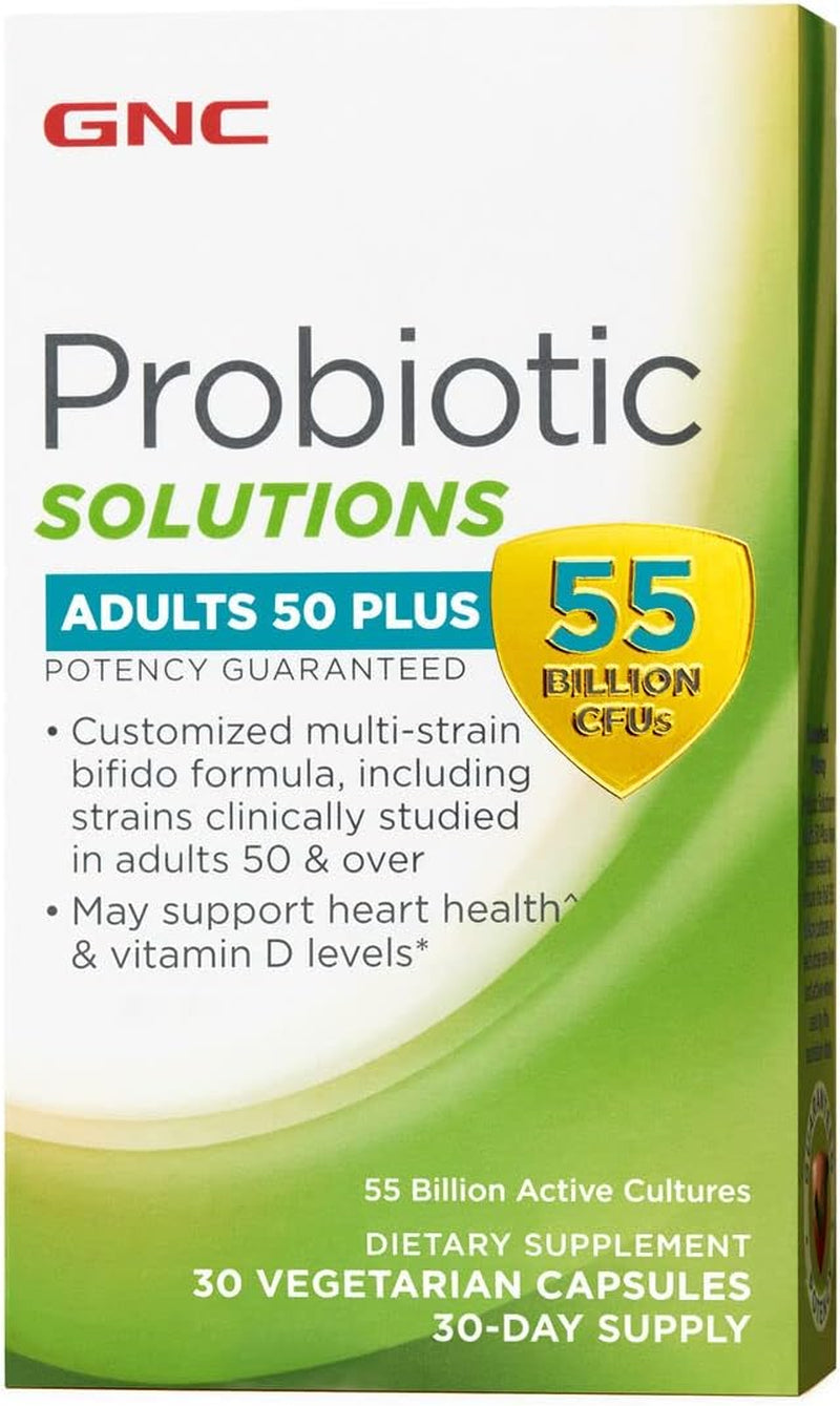 GNC Probiotic Solutions Adults | Customized Vegetarian Formula for Adults 50+, Supports Digestive and Immune Health | 30 Capsules 