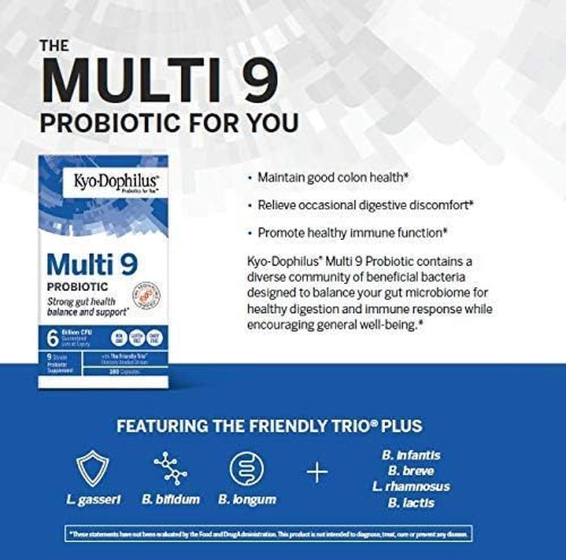 Kyolic Kyo-Dophilus Multi-9 Probiotic, for Strong Gut Health Balance and Support, 180 Count