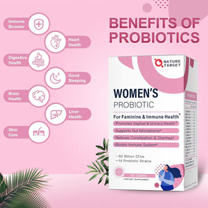Probiotics-For-Women, Probiotics and Prebiotics, Cranberry and D-Mannose, 50-Billion-Cfus, Organic Probiotics for Digestive Health/Gut Health/Immune Booster/Weight Management, Women'S Probiotics 