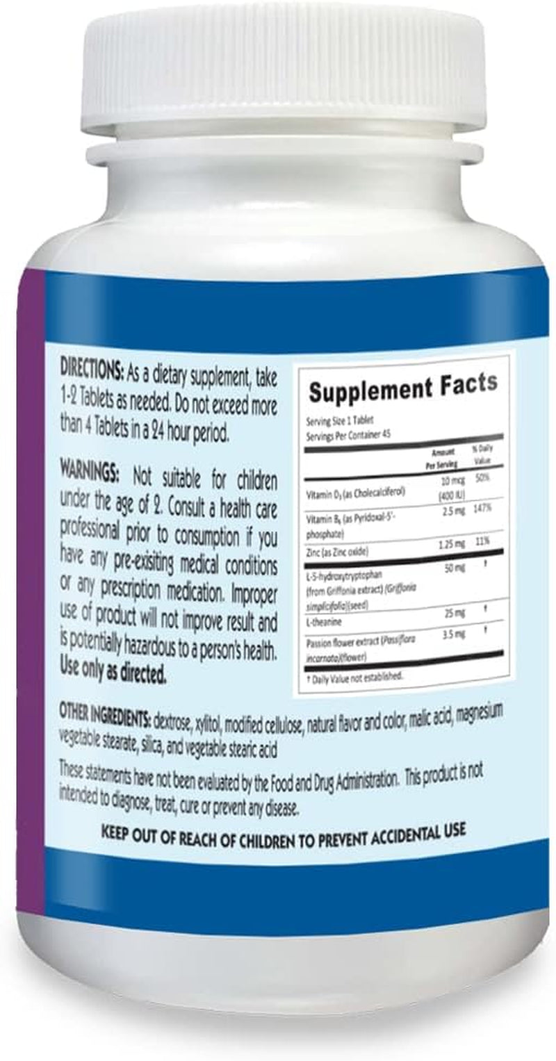 Zen Comfort for Kids, Organic Mood Support with 5-HTP, L-Theanine, Passionflower, Zinc, Pediatrician Formulated, Sugar-Free, Vegan, Berry Flavor, 45 Soft Chewables