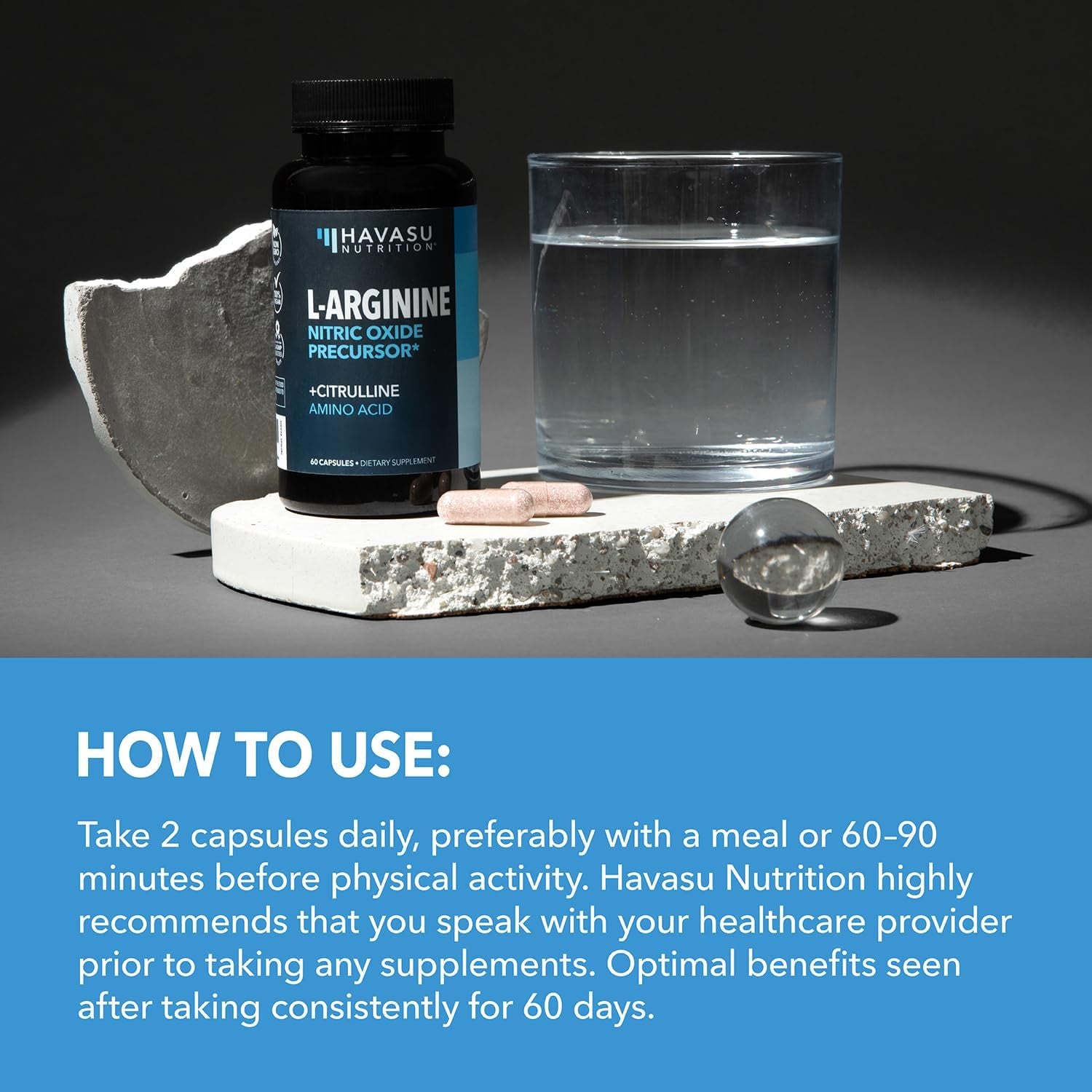 L Arginine L Citrulline Nutritional Supplements NO Nitric Oxide Booster | Stamina Endurance Performance for Workouts | 2 Months Supply of L Arginine 500Mg Nitric Oxide Pills for Men | 120 Capsules