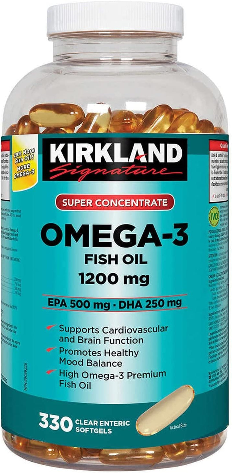 Kirkland Omega-3 Fish Oil 1000Mg 300 Softgels