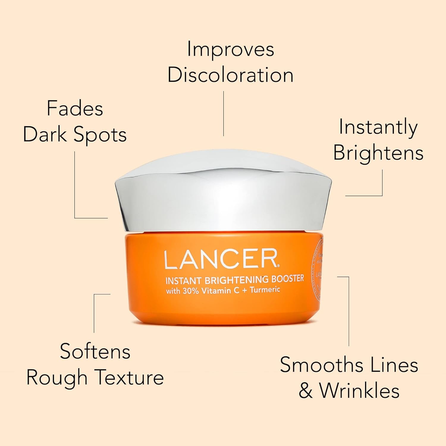 Lancer Skincare Instant Brightening Booster with 30% Vitamin C and Turmeric, Exfoliating Anti-Aging Night Cream, 1.7 Fluid Ounces 