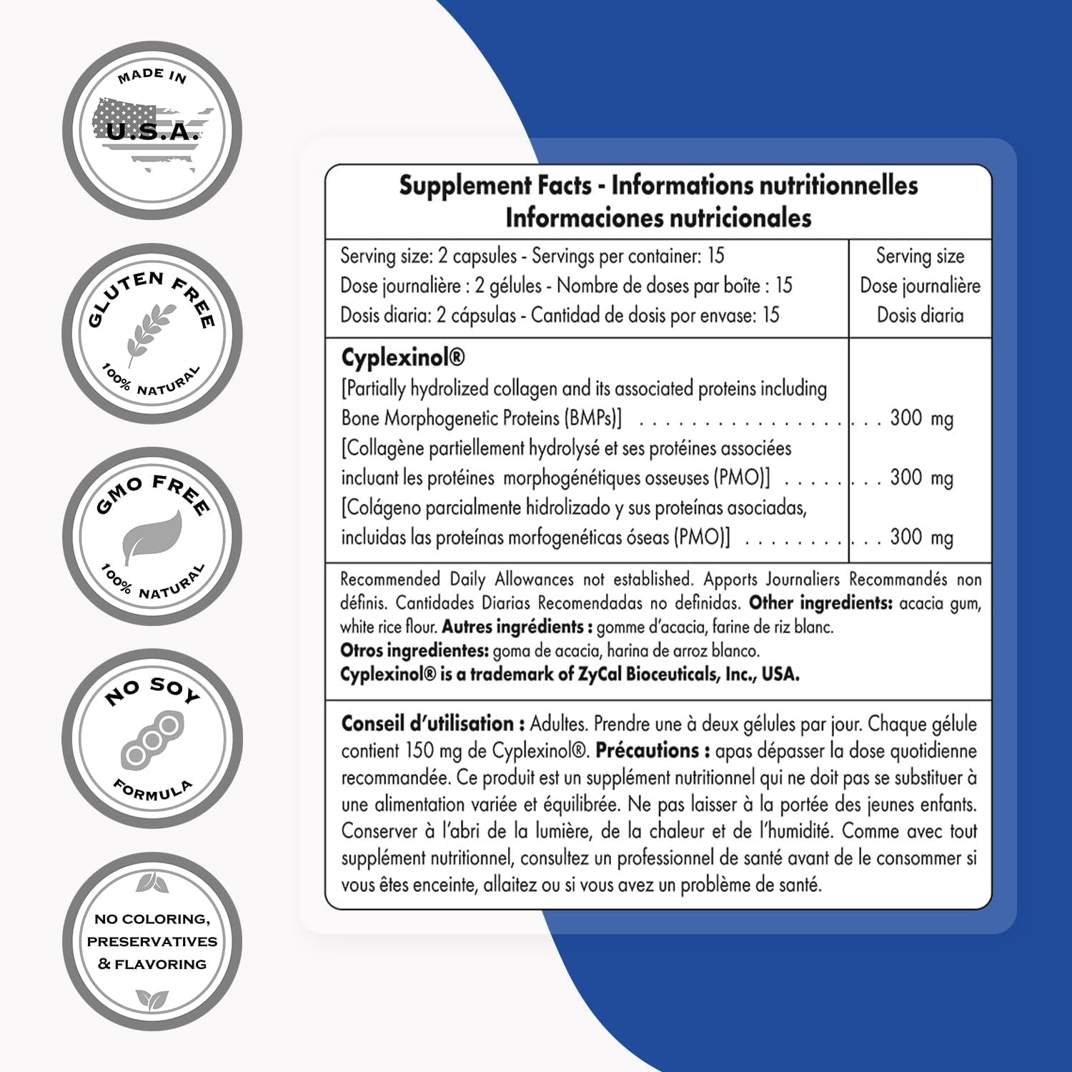 '- Bone Morphogenetic Proteins 300Mg per Day (Patented Ingredients) - Cyplexinol BMP - Type 2 Collagen Supplement | Non-Gmo & Gluten Free - 30 DR Caps