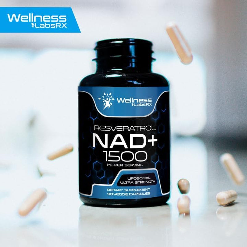 NAD Supplement, 1500Mg - Liposomal NAD+ Supplement with Resveratrol, Nad plus Boosting Supplement - Support Cellular Health, Stamina & Healthy Aging - Ultra Strength Capsules - 3 Pack