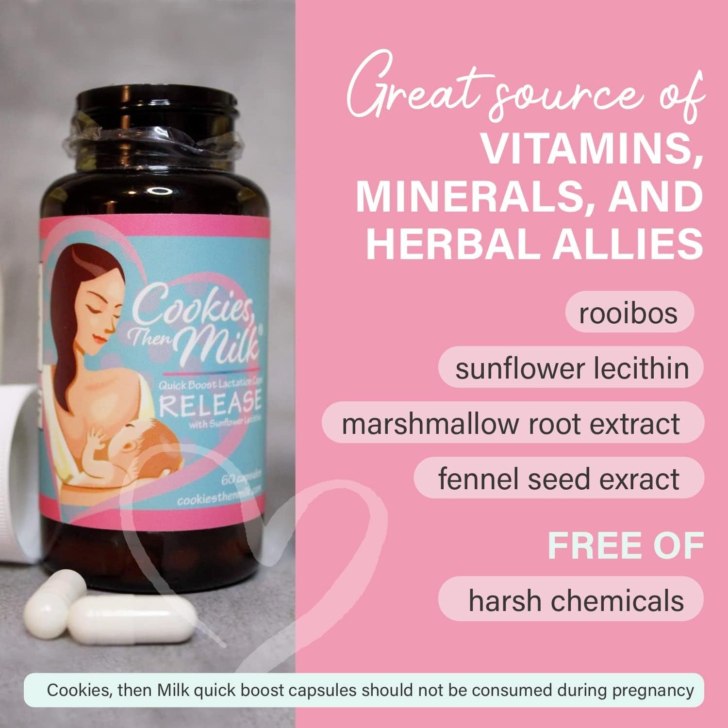 Lactation Support Supplement Capsules, Breastfeeding Essentials Postnatal Increase Breast Milk Supply, Milkflow Aid Pills, Ideal to Induce Postpartum Breastmilk & Feeding Milk