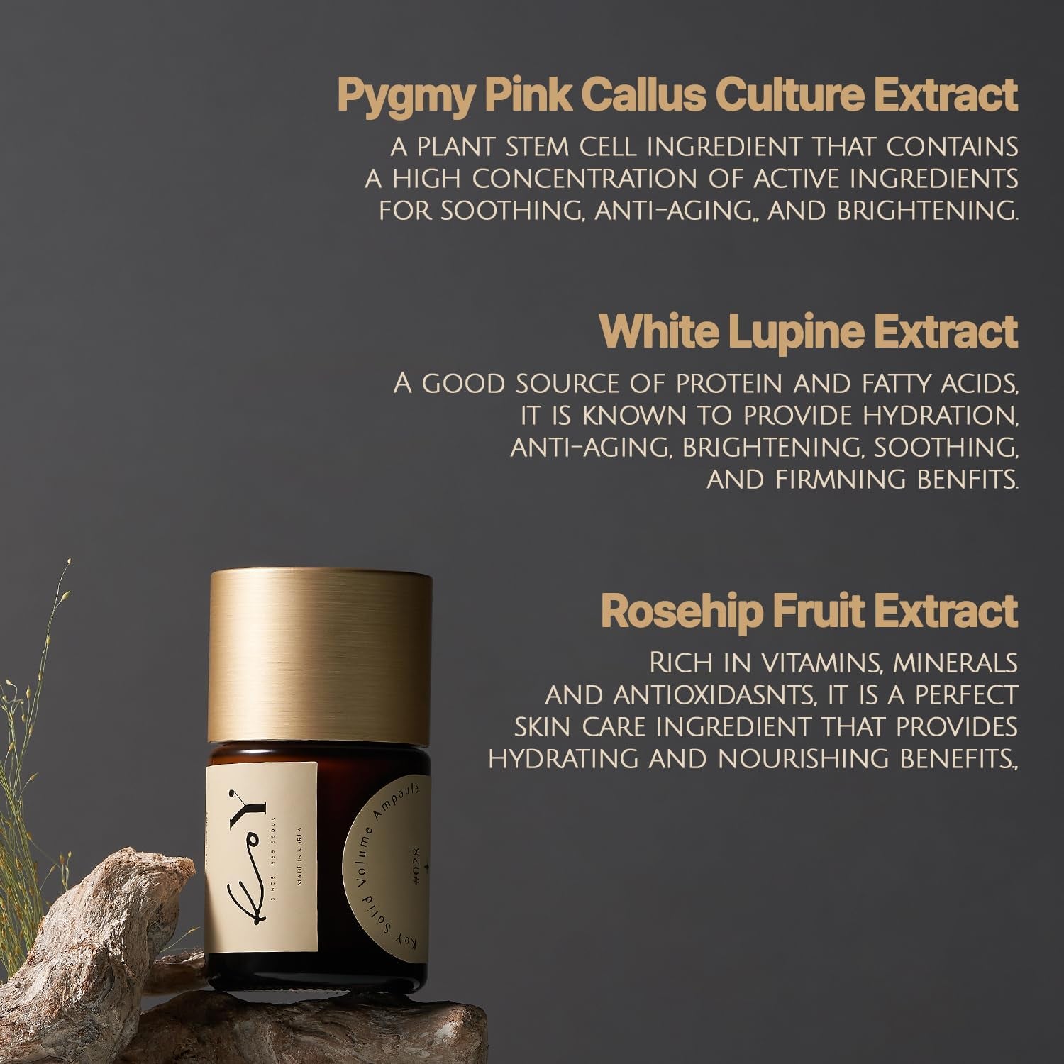 KOY Solid Volume Ampoule with Face Roller Spatula Appliactor - Filling with 71% High-Density Protein Base - Wrinkle Reduction and Elasticity - Unique Texture between Ampoule and Cream , 1.18 Fl.Oz