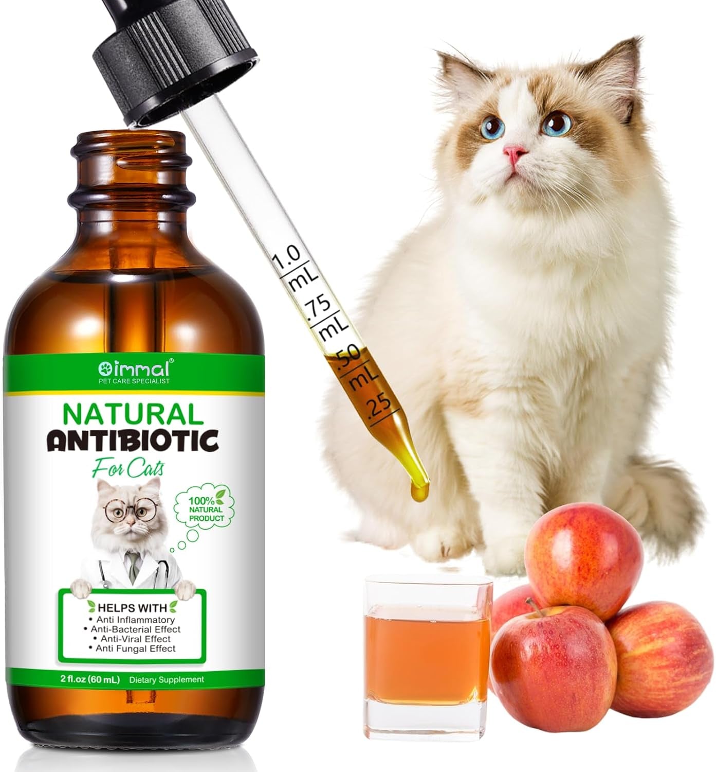 Premium Cat Antibiotics Supplement - Essential Multivitamin for Infection Support-Cat Antibiotic, Supports Cat Allergy Itch Relief, White